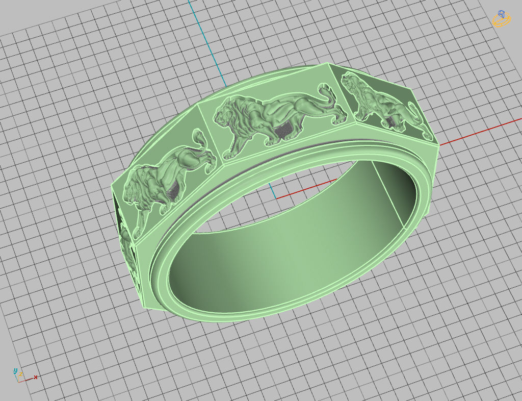 Ring lion 3D print model_19