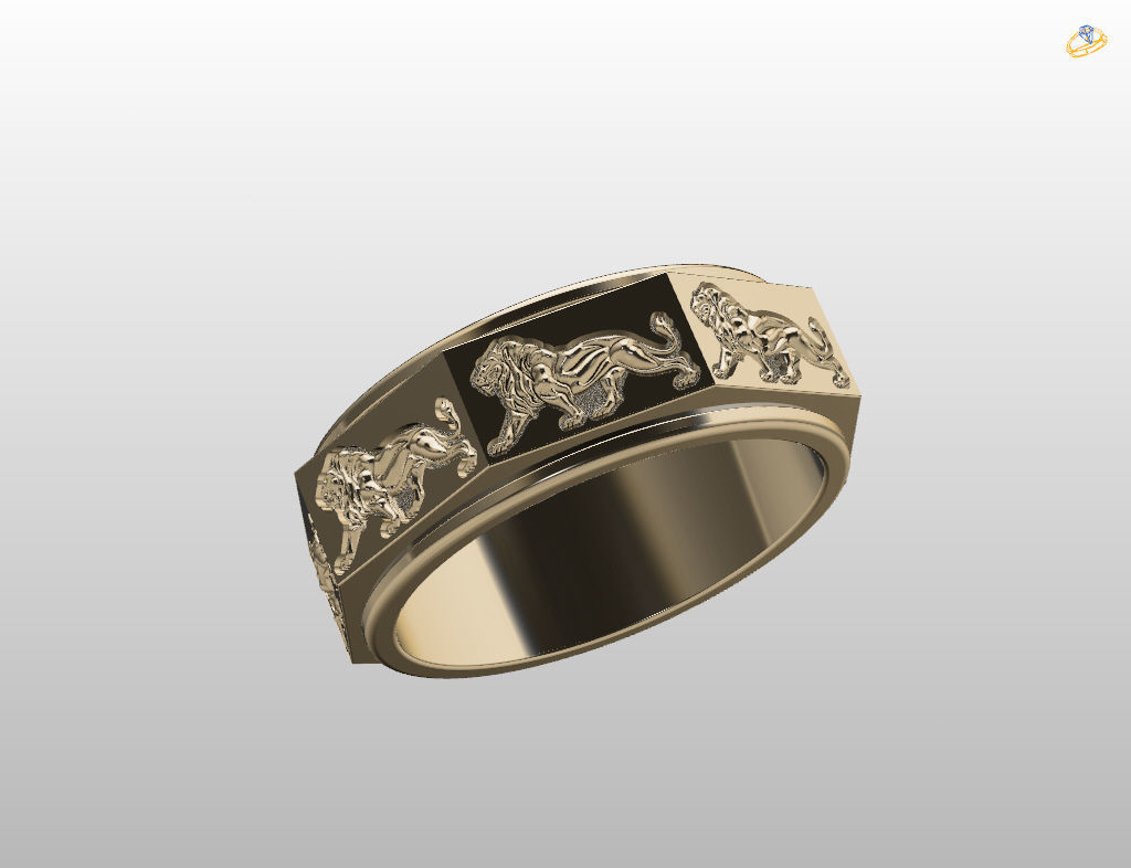 Ring lion 3D print model_5