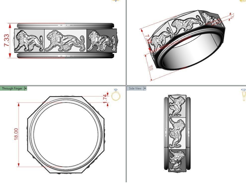Ring lion 3D print model_26