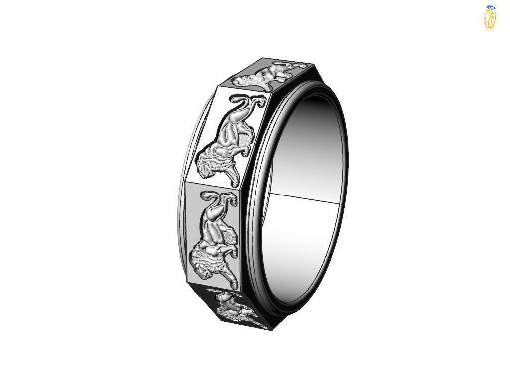 Ring lion 3D print model_23