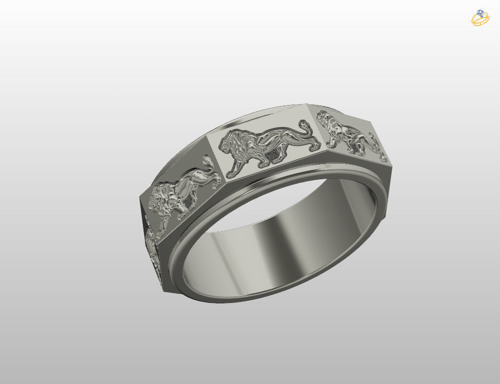 Ring lion 3D print model_18