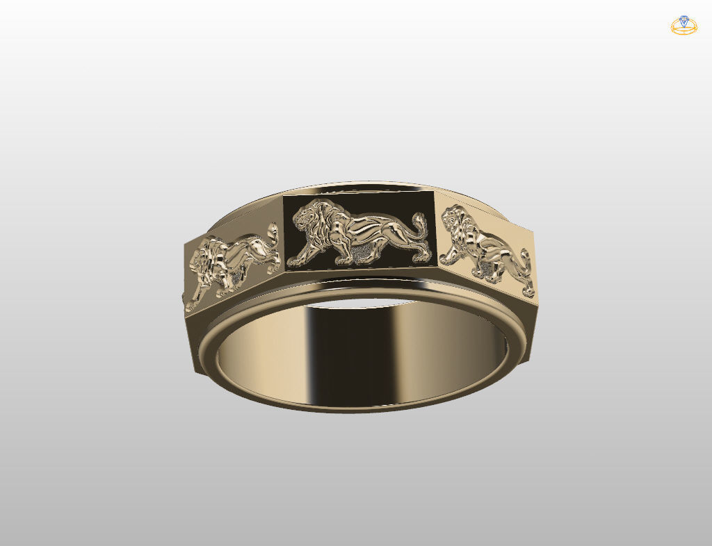 Ring lion 3D print model_6