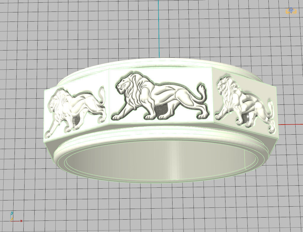 Ring lion 3D print model_13