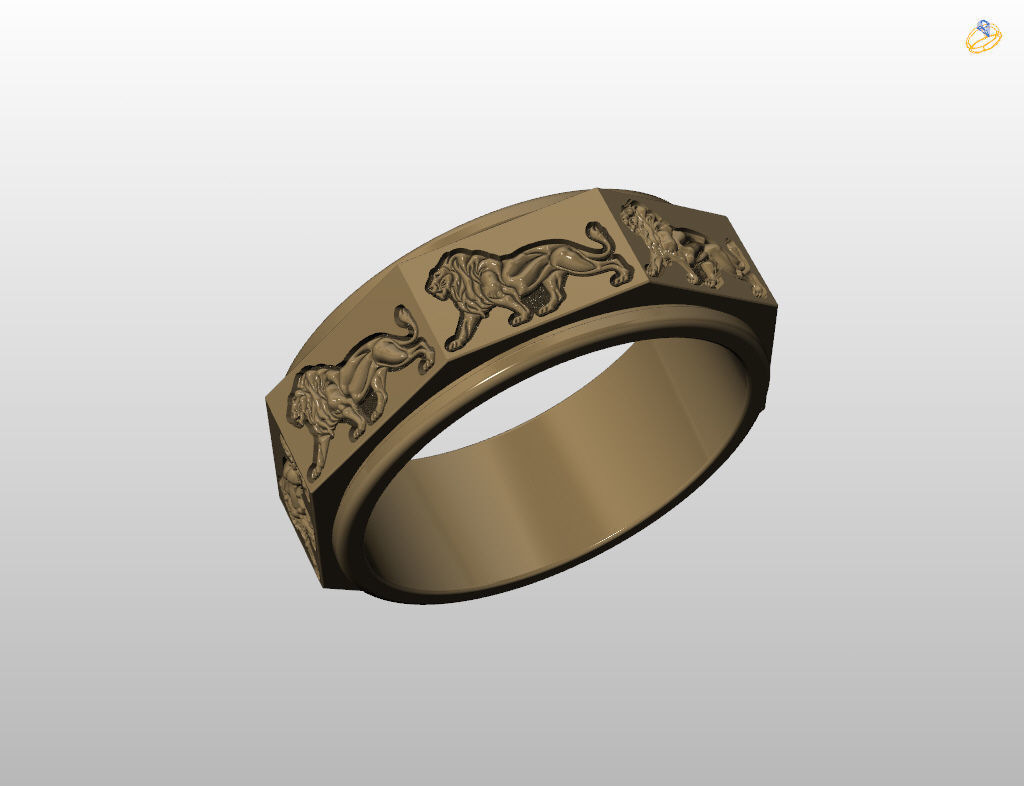 Ring lion 3D print model_9