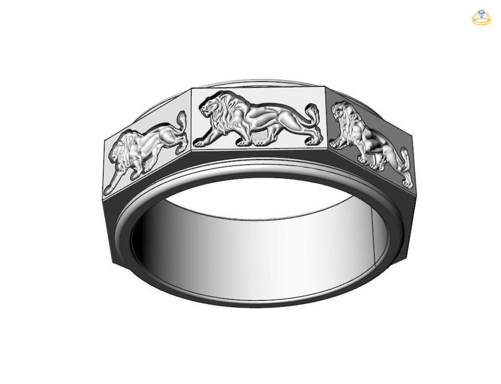 Ring lion 3D print model_22