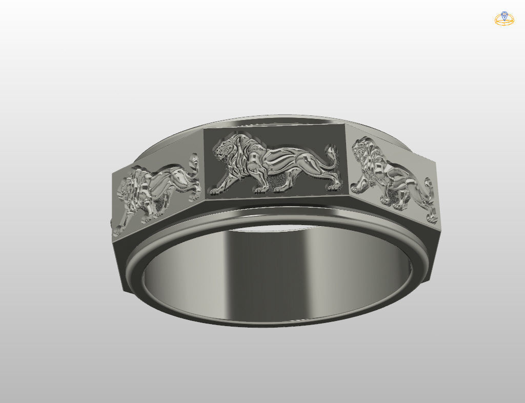 Ring lion 3D print model_14