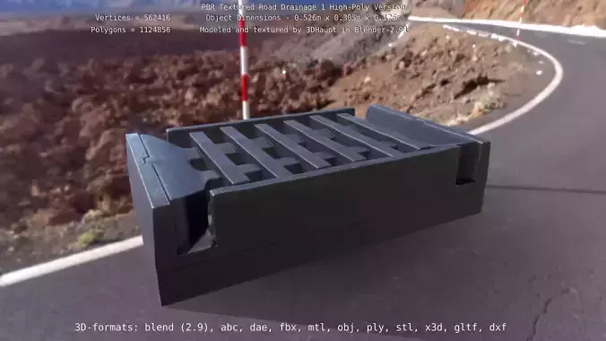 Road Drainage 1 PBR Textured High-Poly Version 3D model