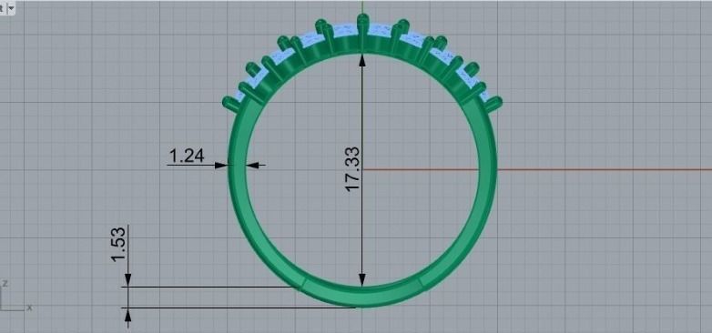 3 row diamond ring 216 3D print model_2