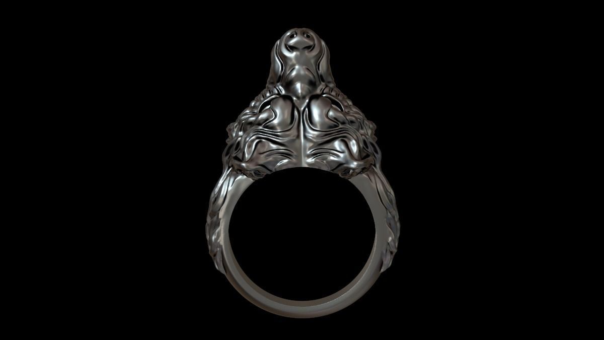 Biker ring skull and wolf 3D print model 3D print model_27