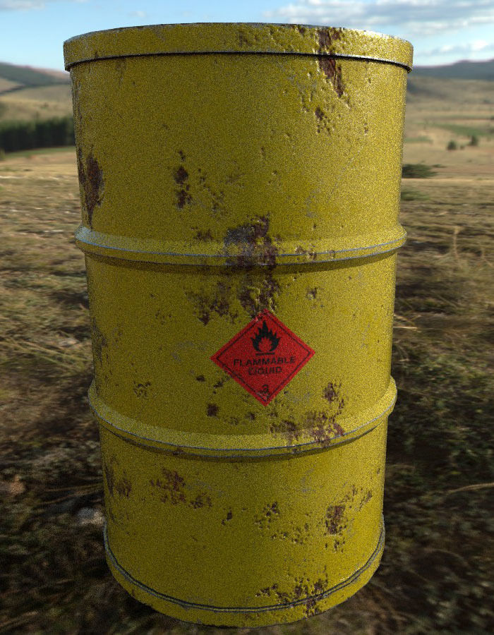 Barrel in middle of field Low-poly 3D model_4