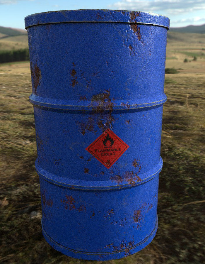Barrel in middle of field Low-poly 3D model_5