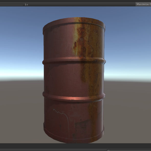 Barrel in middle of field Low-poly 3D model_7