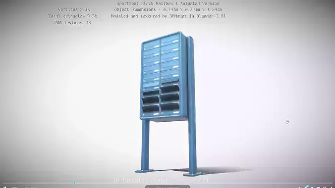 Apartment Block Mailbox 1 Animated Version Low-poly 3D model