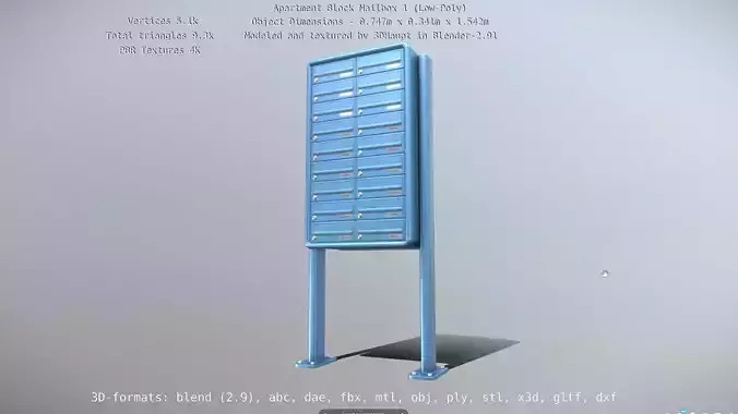 Apartment Block Mailbox 1 Low-Poly Version Low-poly 3D model