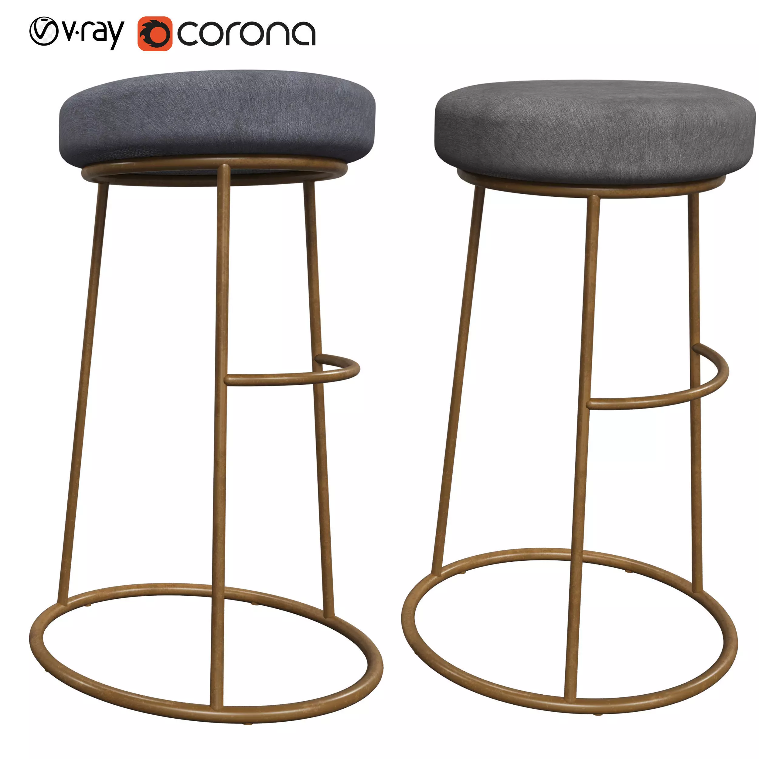 Atlantis Velvet Bar Stool Free 3D model_0