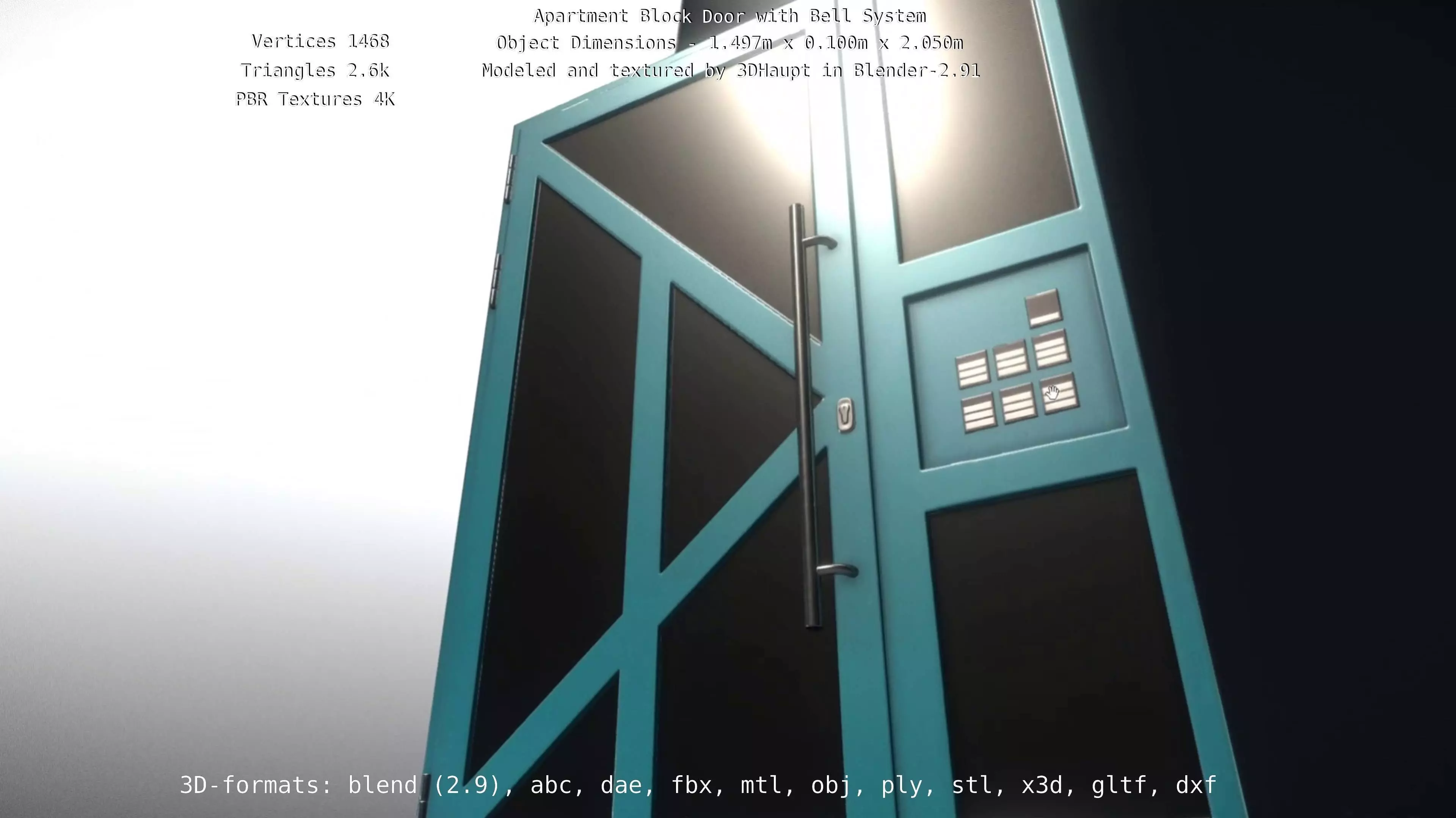 Apartment Block Door with Bell System Low-poly 3D model
