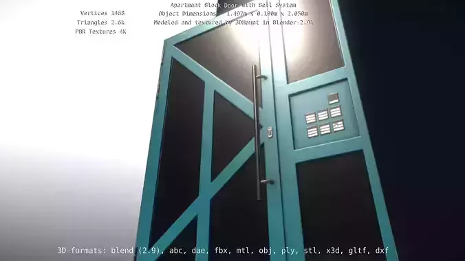Apartment Block Door with Bell System Low-poly 3D model