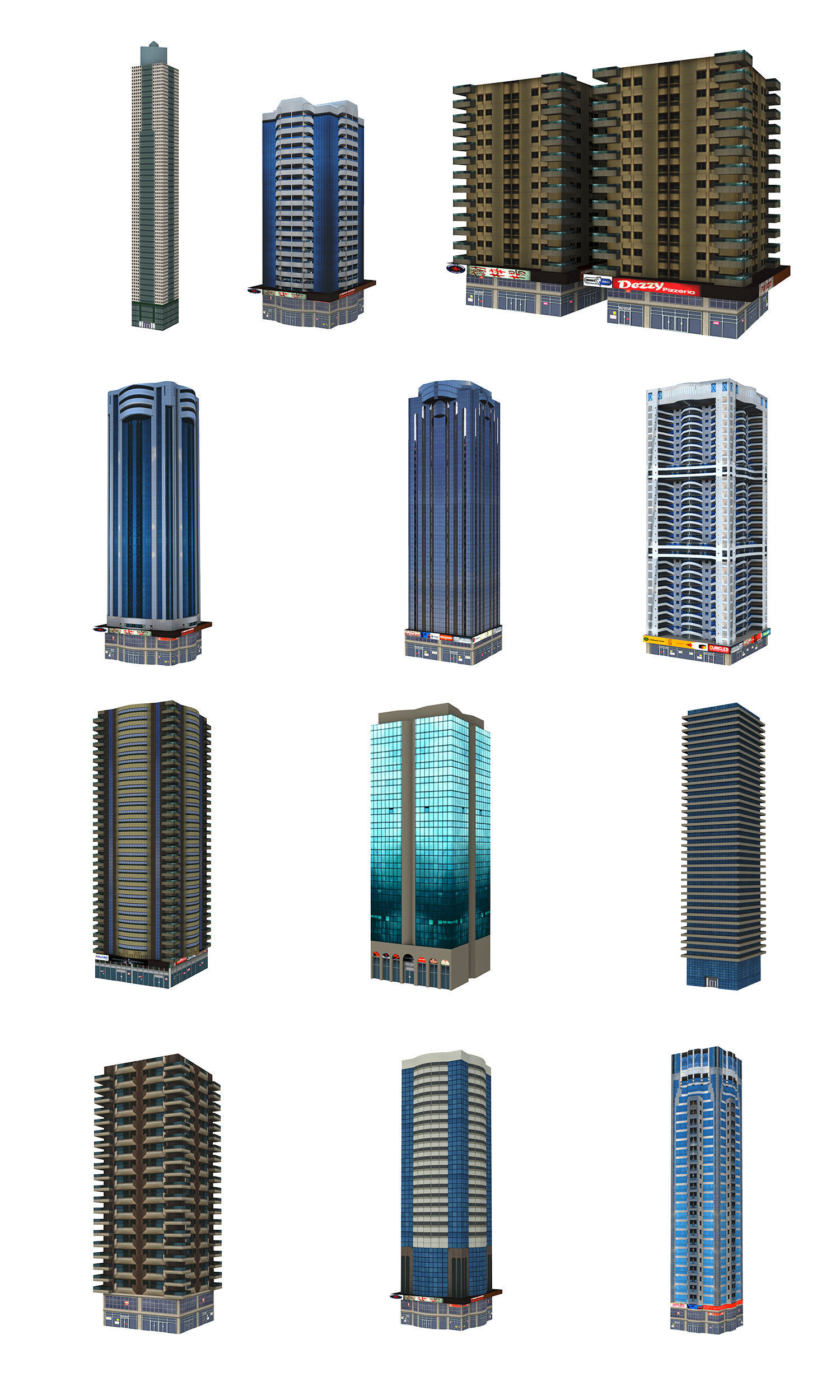 Dubai - Dubai Towers Building 3D Pack - Sheikh Zayed ST Low-poly 3D model_2