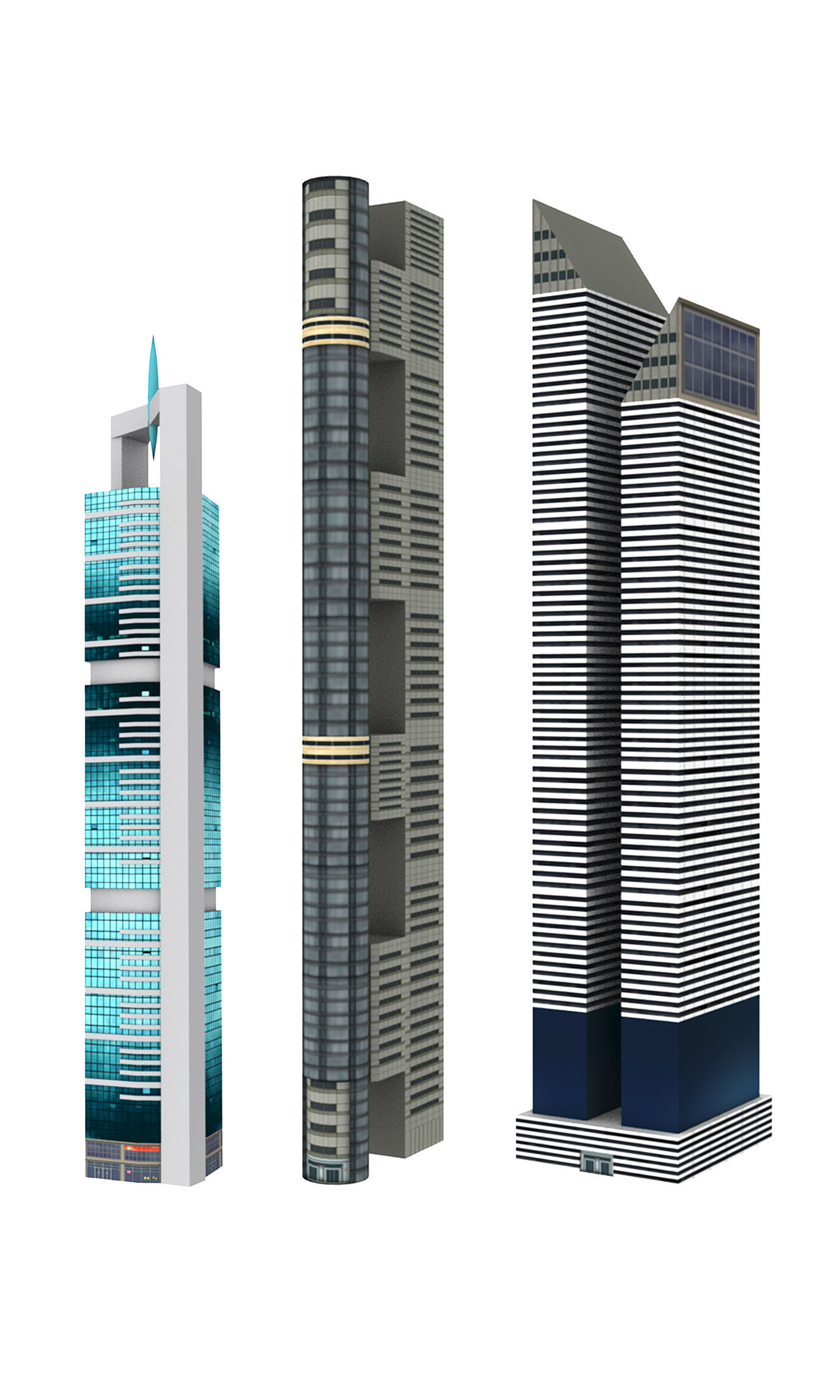 Dubai - Dubai Towers Building 3D Pack - Sheikh Zayed ST Low-poly 3D model_4