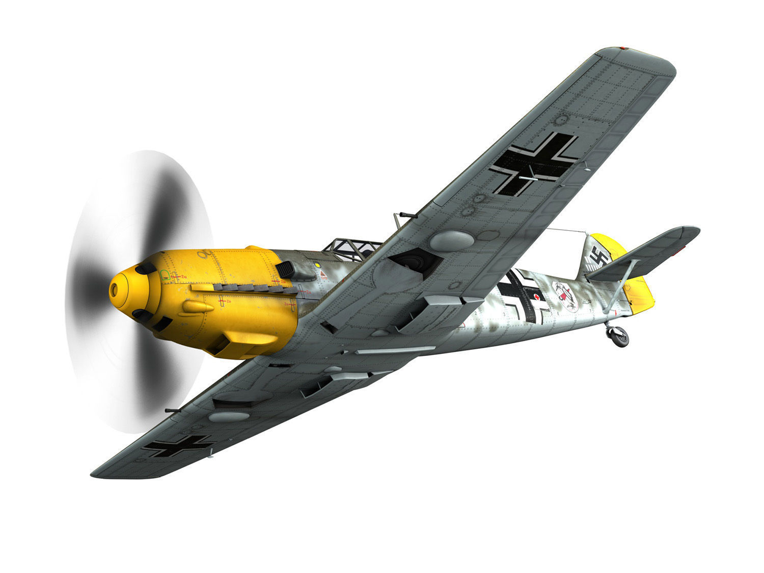 Messerschmitt - BF-109 E - White 1  3D model_3