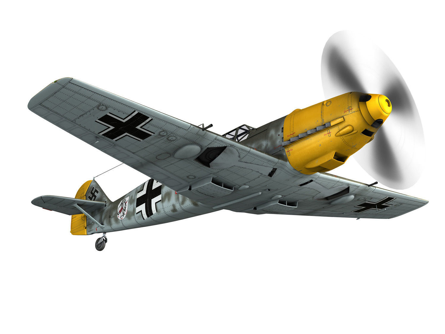 Messerschmitt - BF-109 E - White 1  3D model_5