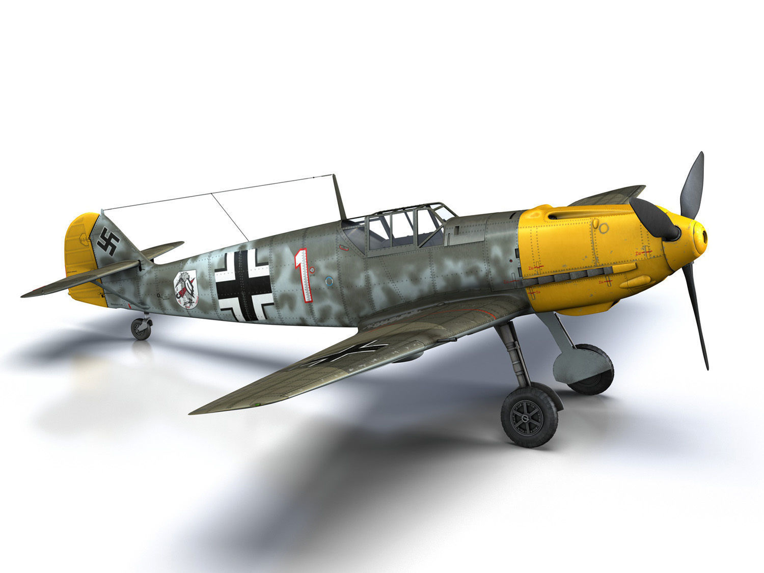 Messerschmitt - BF-109 E - White 1  3D model_15