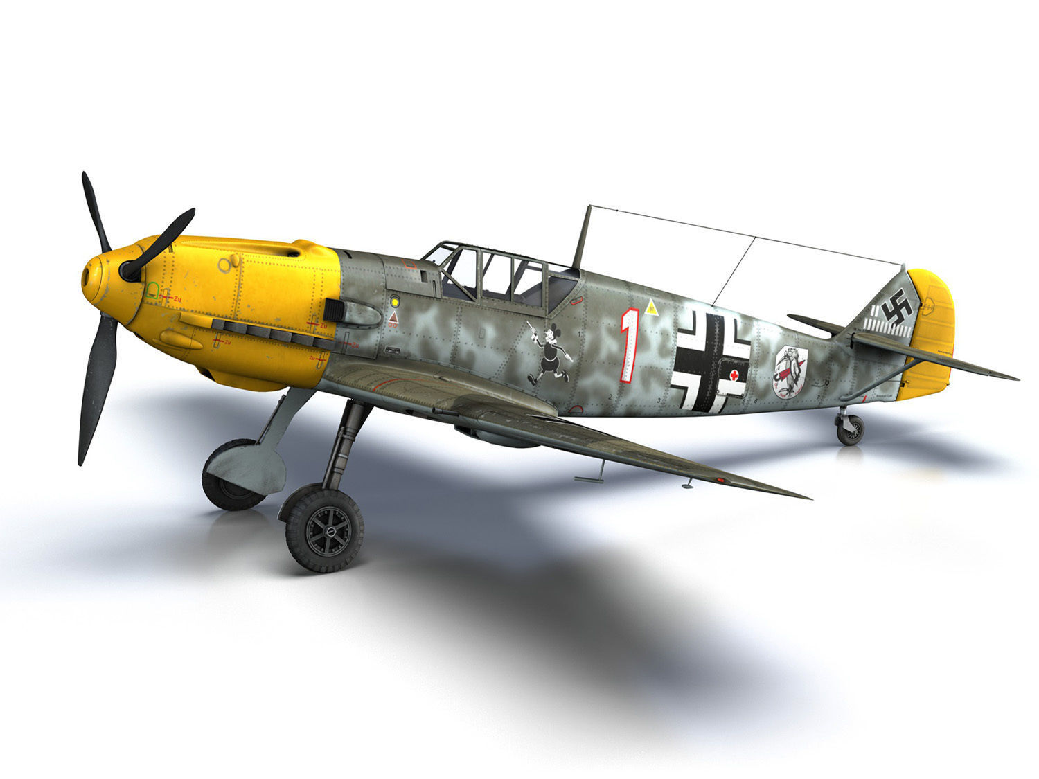 Messerschmitt - BF-109 E - White 1  3D model_8
