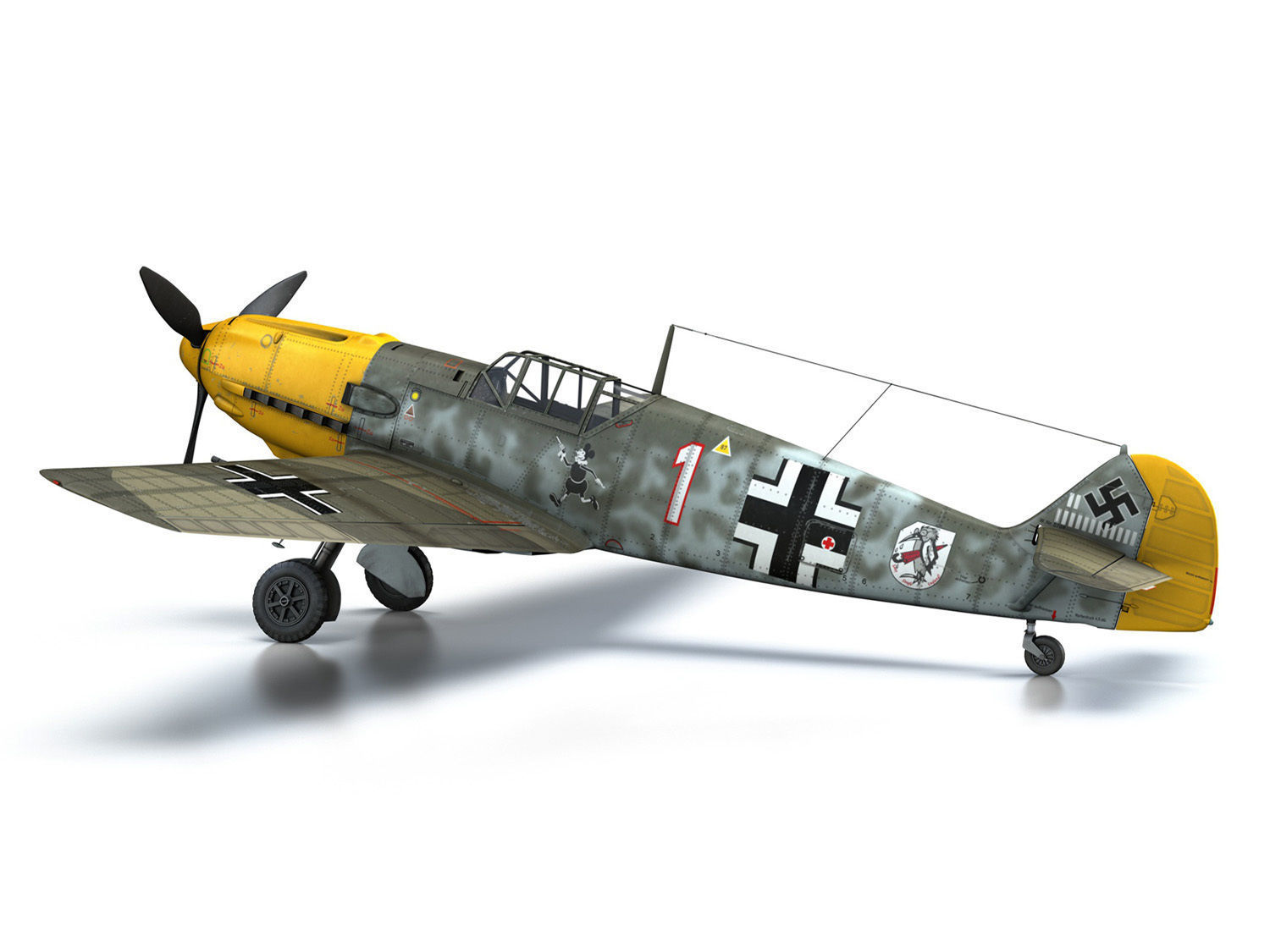 Messerschmitt - BF-109 E - White 1  3D model_12