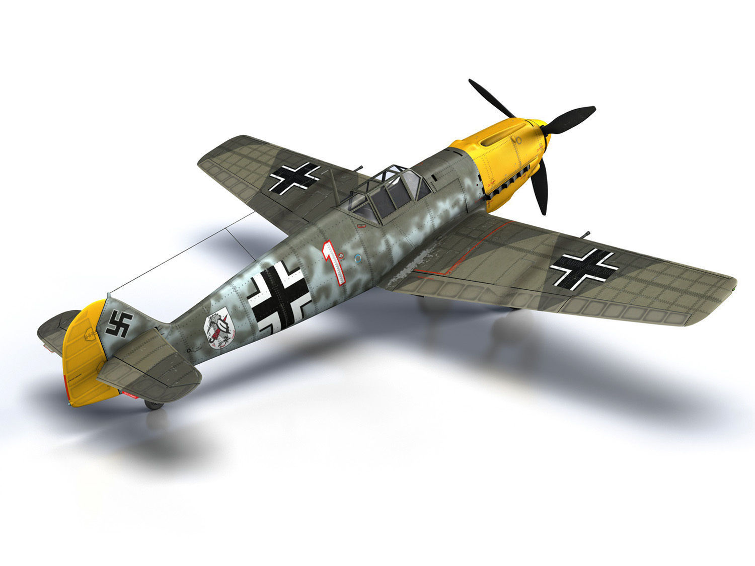 Messerschmitt - BF-109 E - White 1  3D model_13