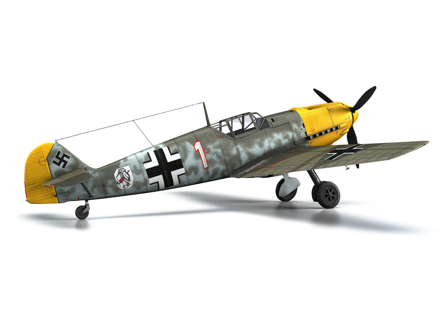 Messerschmitt - BF-109 E - White 1  3D model_14
