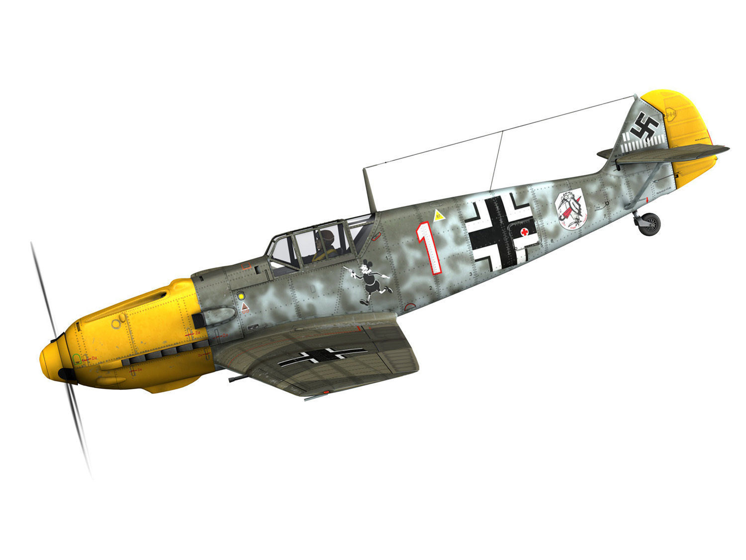 Messerschmitt - BF-109 E - White 1  3D model_1