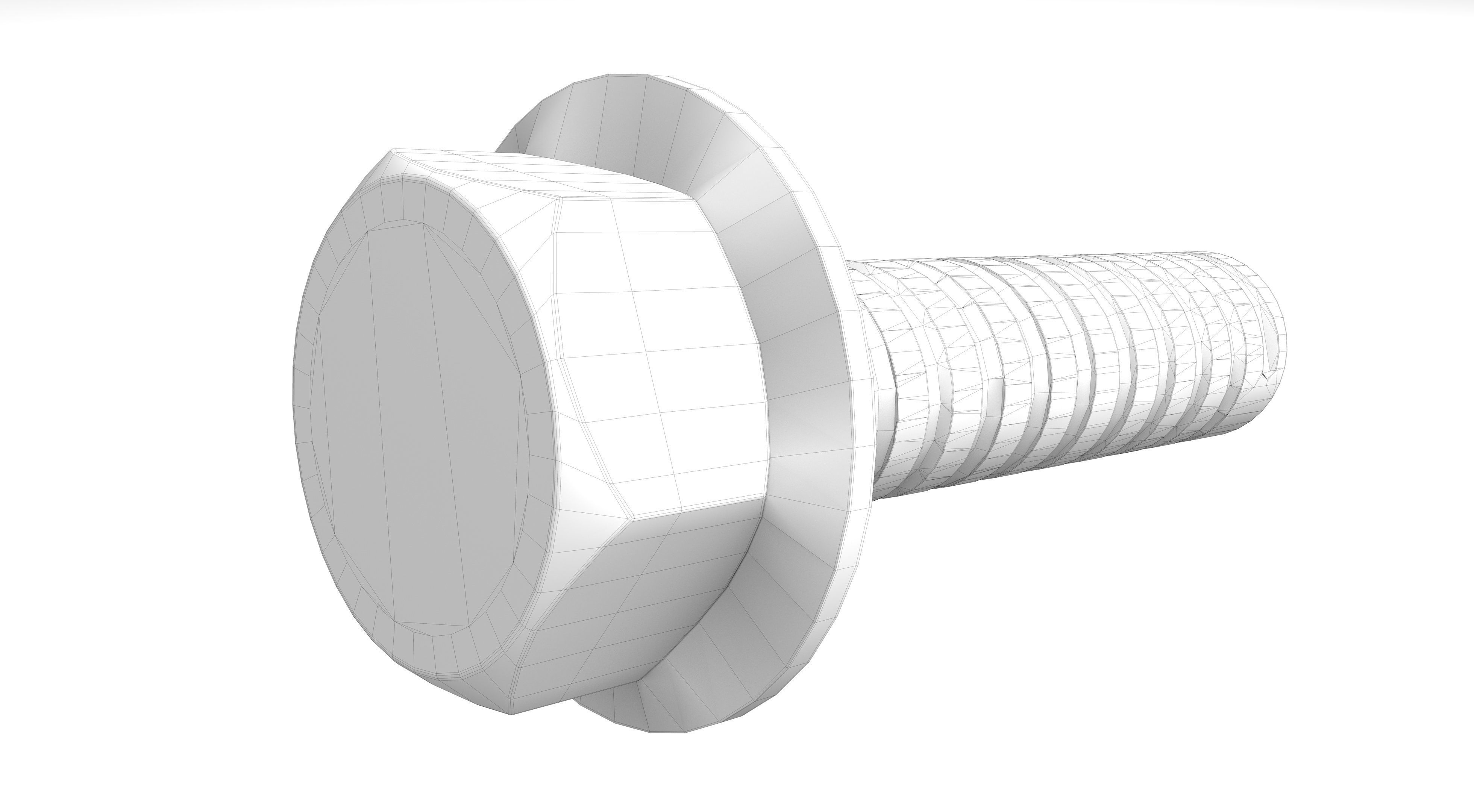 Hex Bolt Low-poly 3D model_9