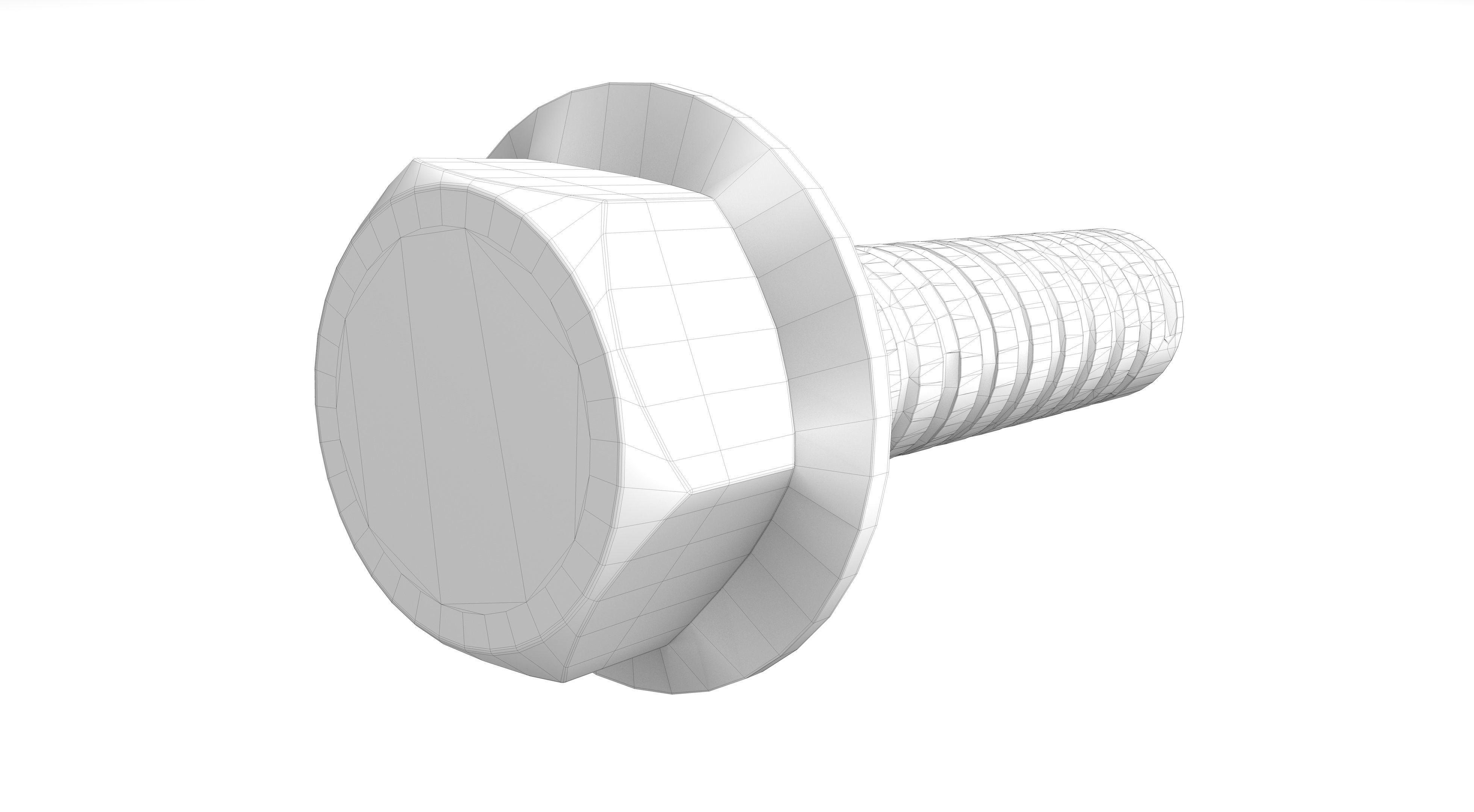 Hex Bolt Low-poly 3D model_7