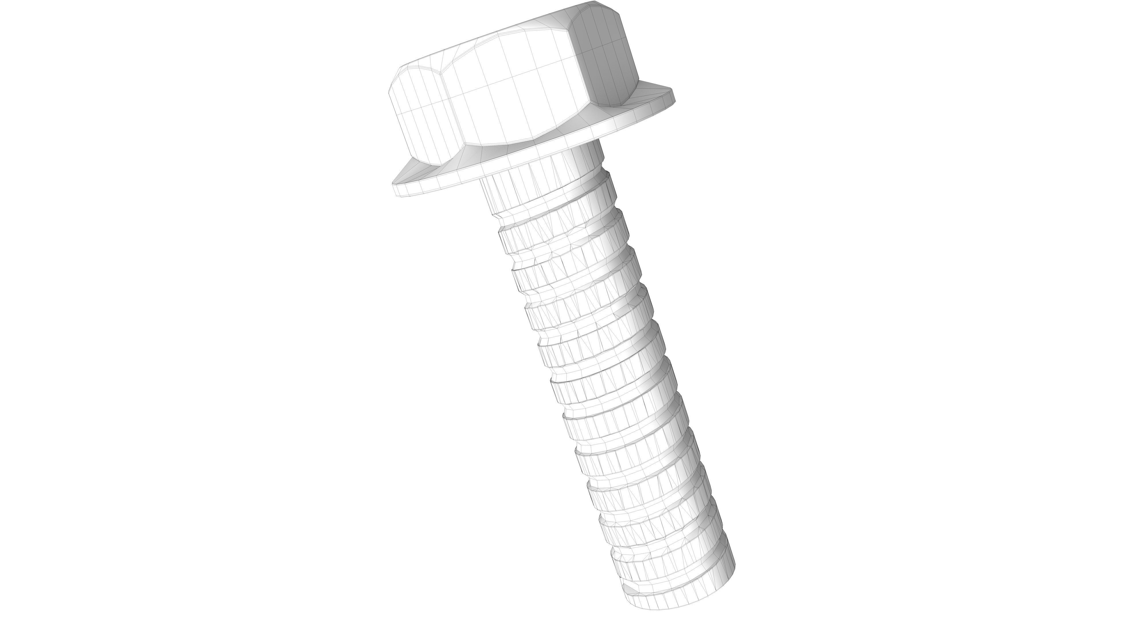 Hex Bolt Low-poly 3D model_8
