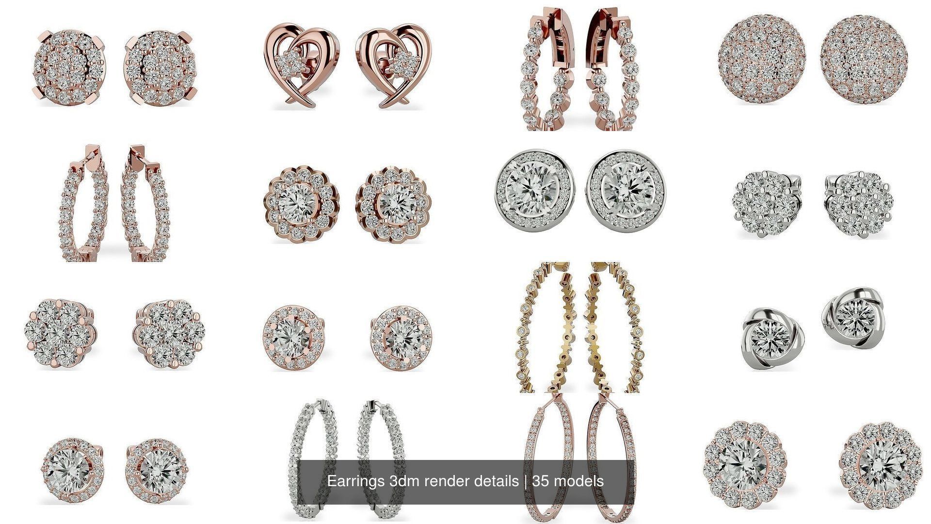 35 Earrings 3dm render details 3D Model Collection_2