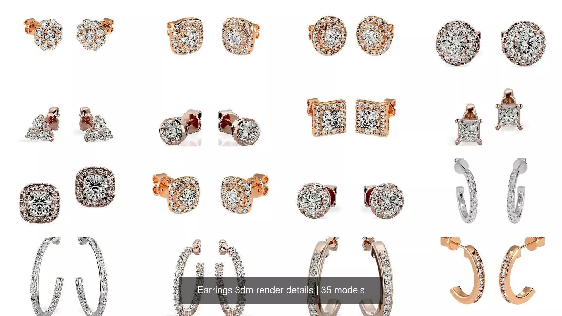 35 Earrings 3dm render details 3D Model Collection_1