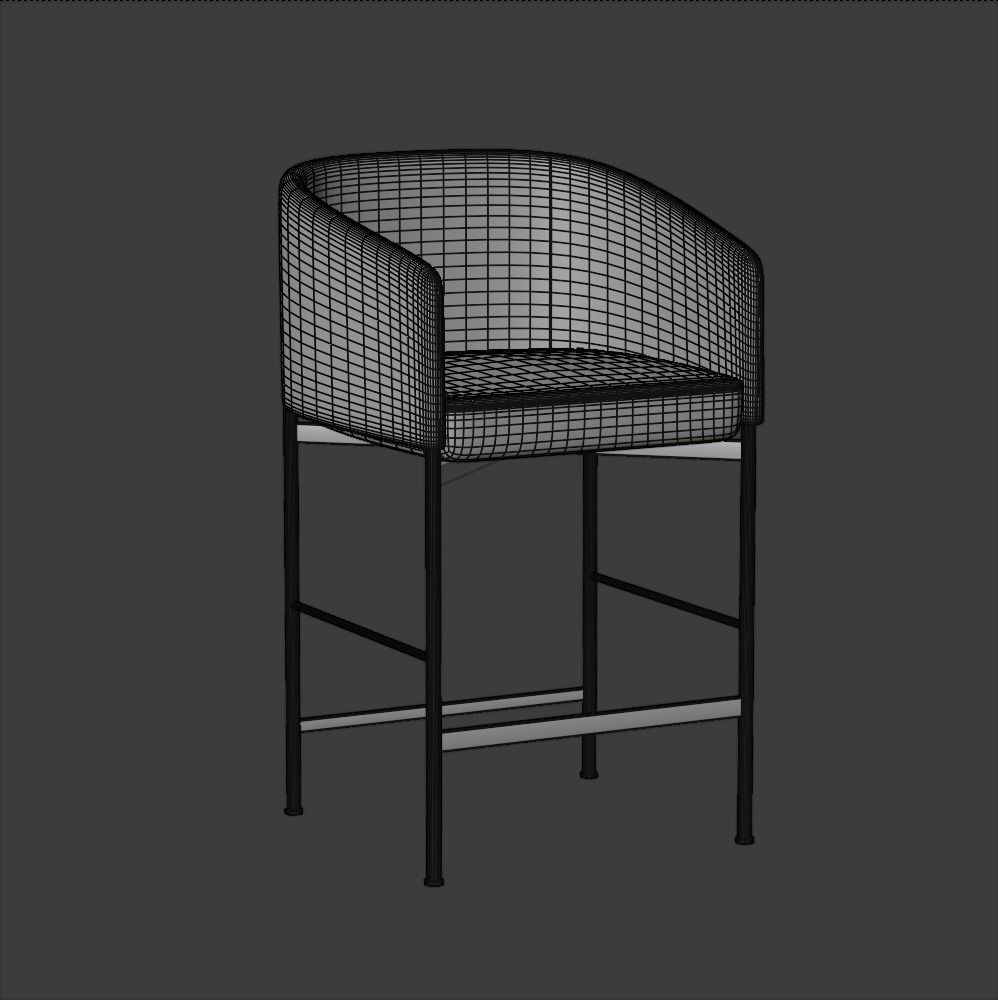 Chair orange bar with frame 3D model_1