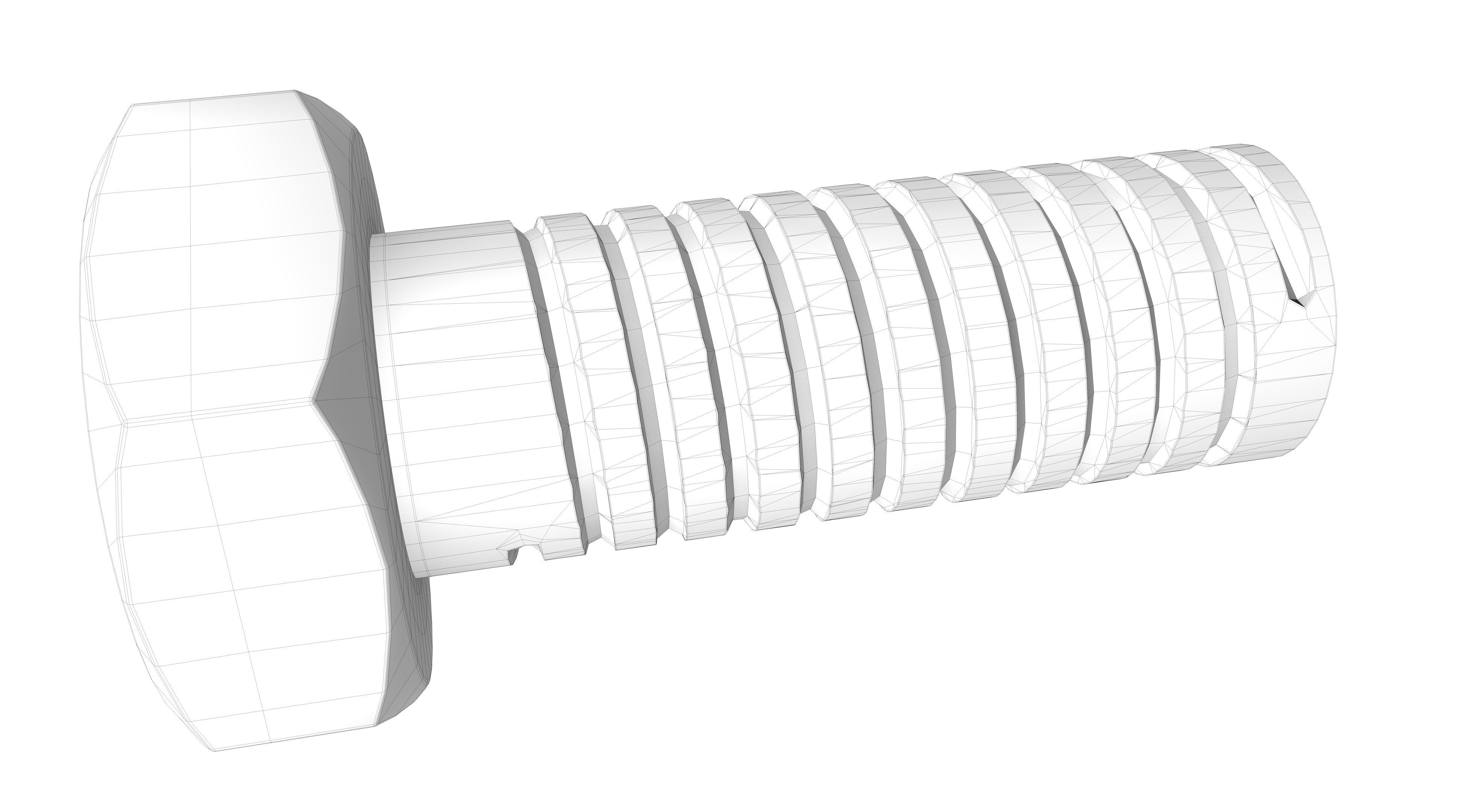 Hex Bolt Low-poly 3D model_8