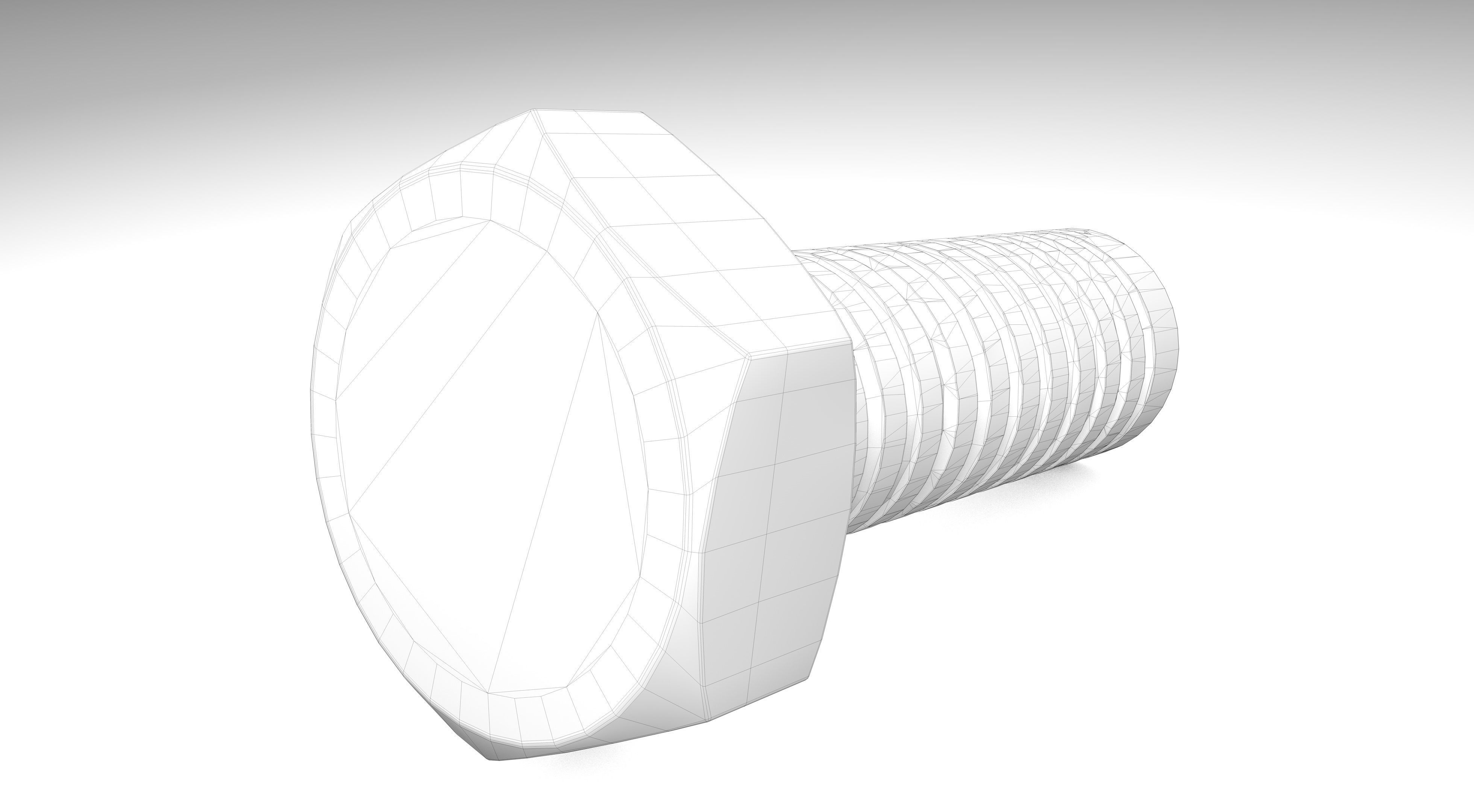 Hex Bolt Low-poly 3D model_6