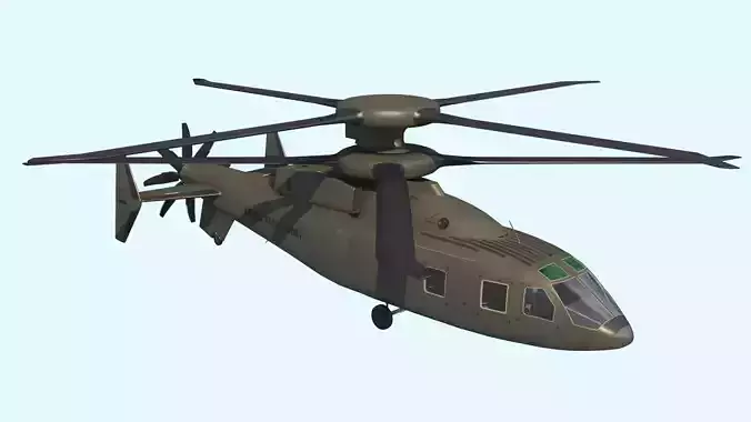 Sikorsky Boeing SB 1 Defiant helicopter Low-poly 3D model