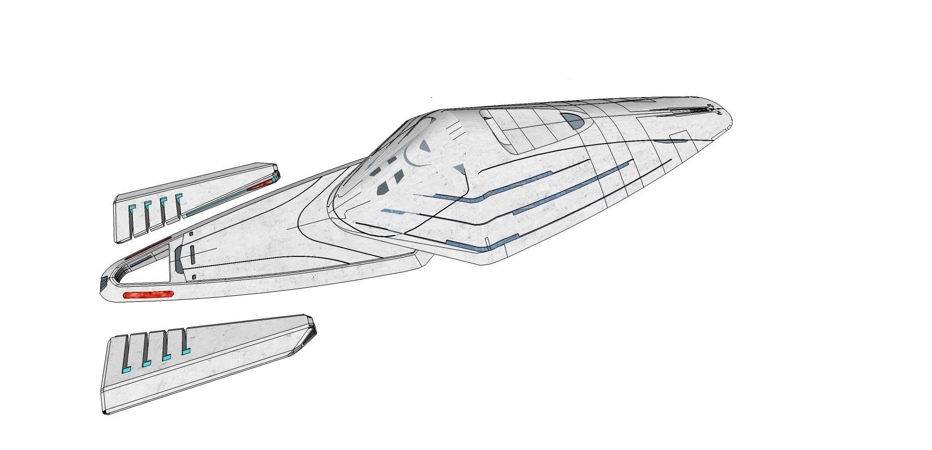 USS Voyager J Refit Modell 3D print model_3