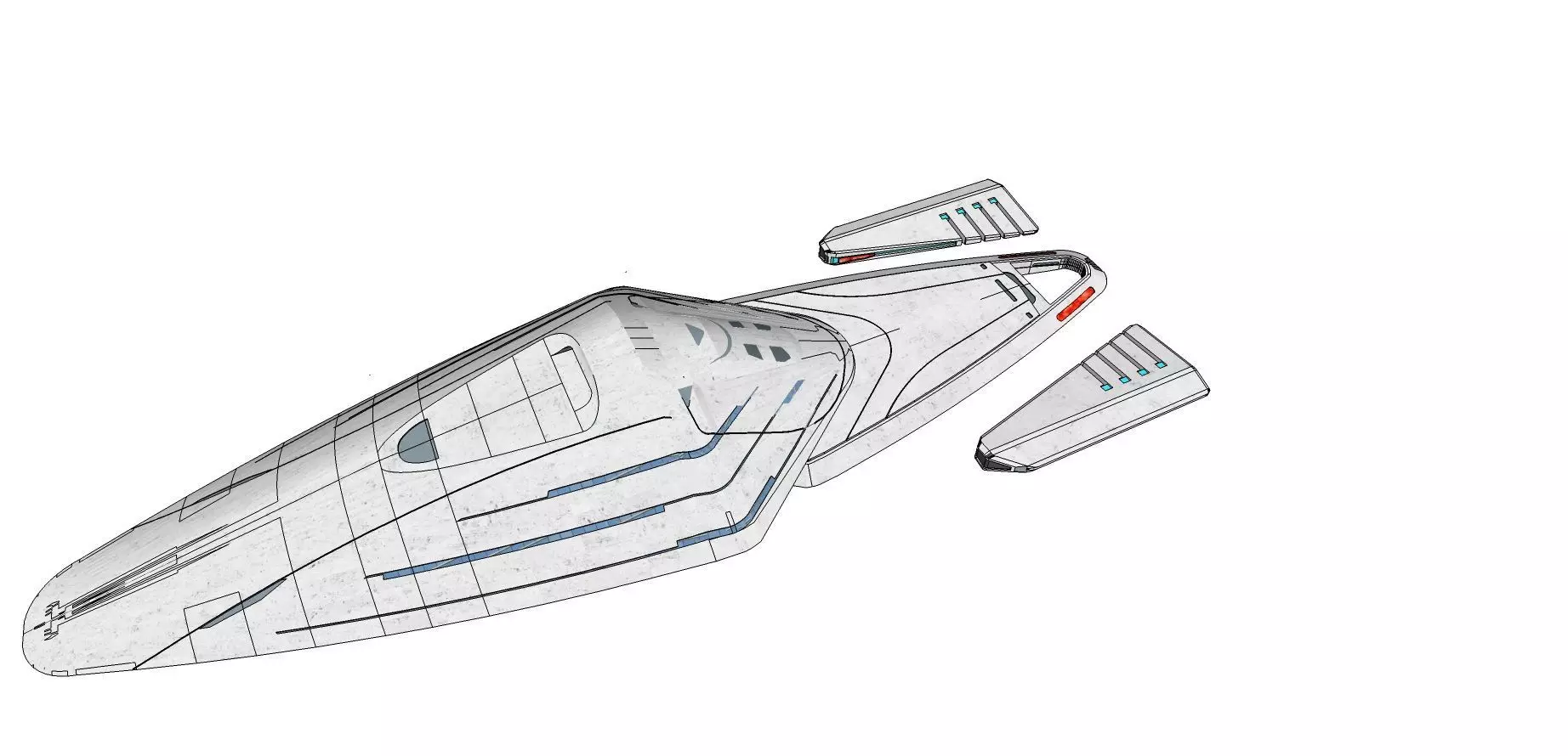 USS Voyager J Refit Modell 3D print model_0
