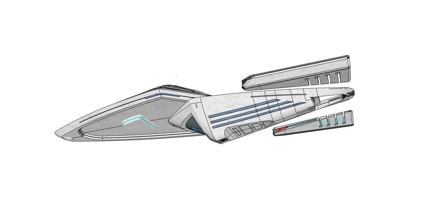 USS Voyager J Refit Modell 3D print model_1