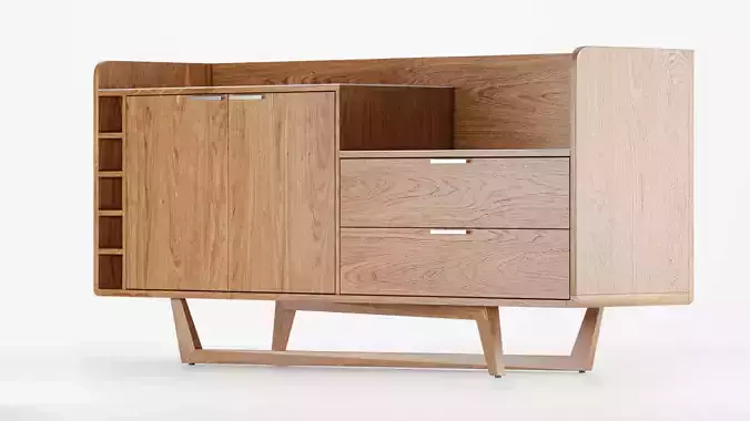 Modrest James Contemporary Walnut White Buffet