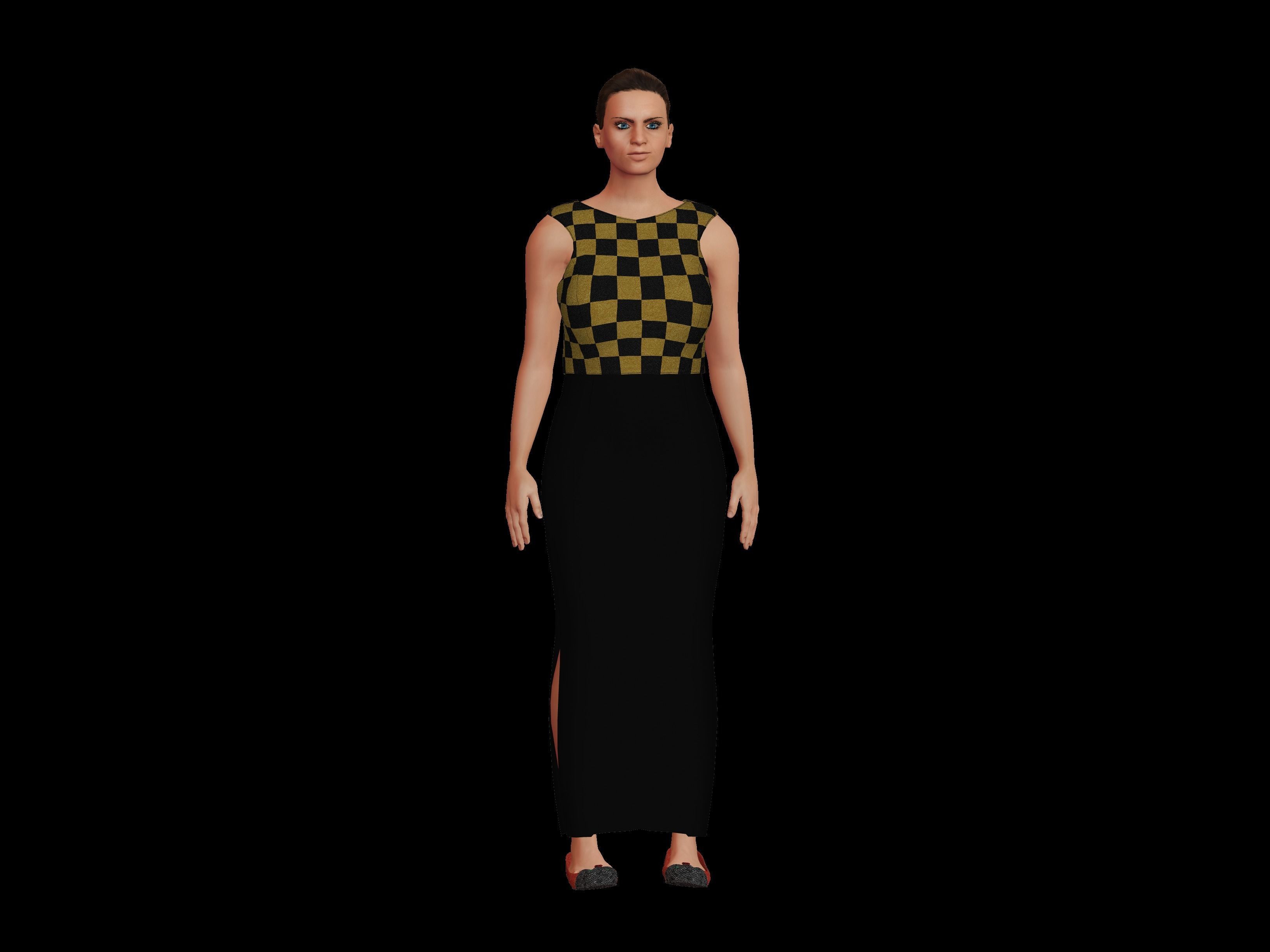 Female Character  Low-poly 3D model_3