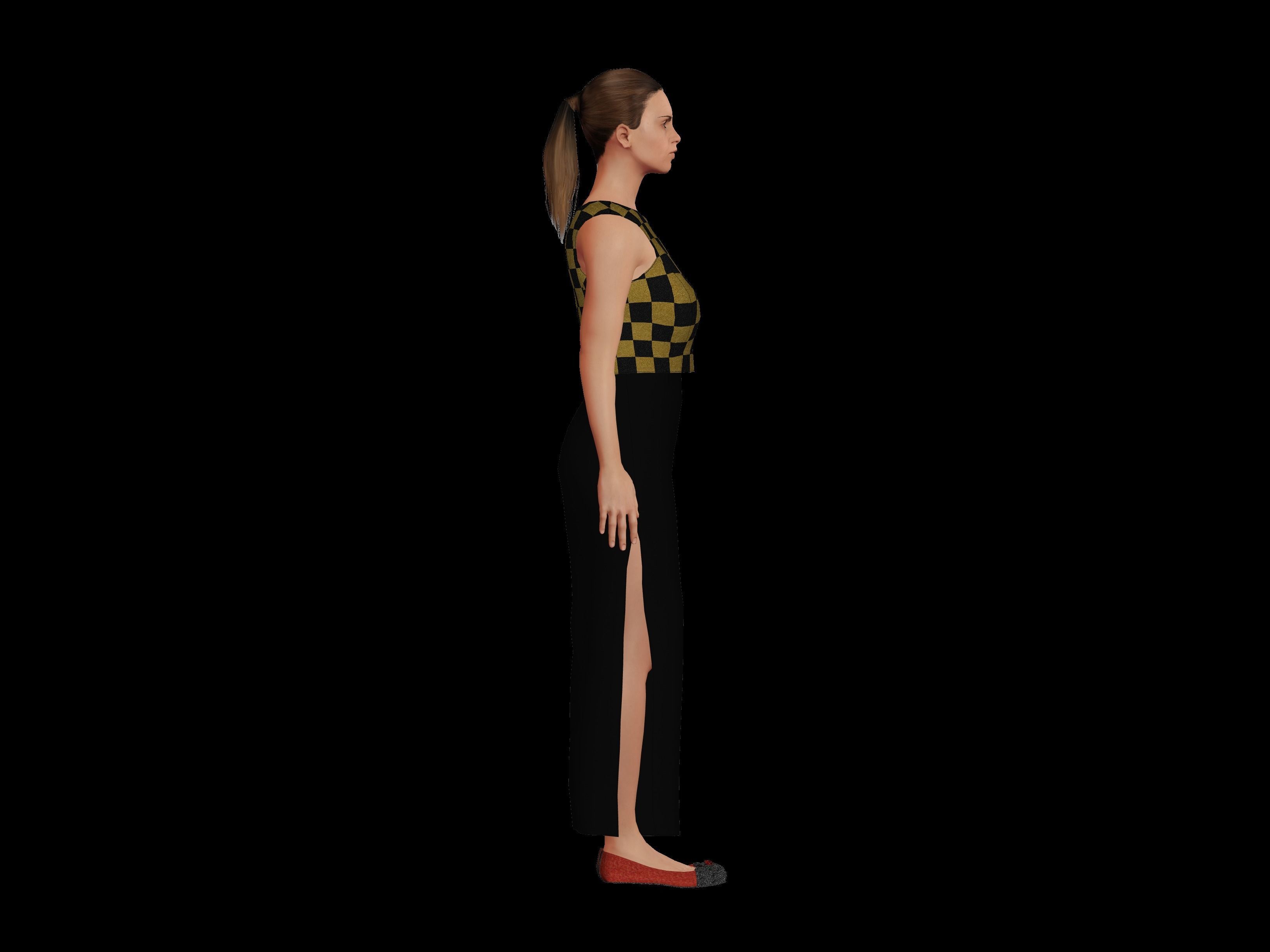 Female Character  Low-poly 3D model_4