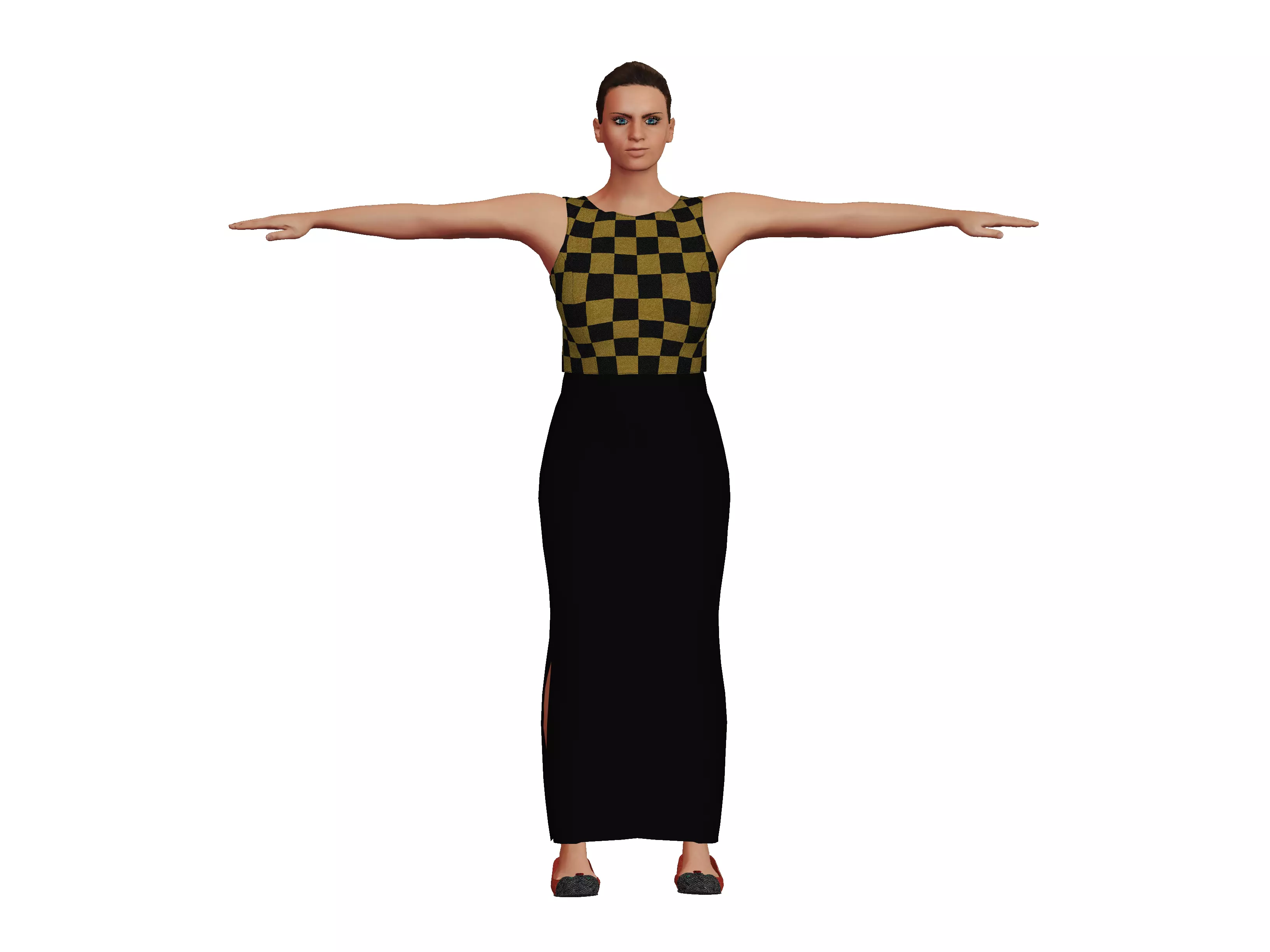 Female Character  Low-poly 3D model_0