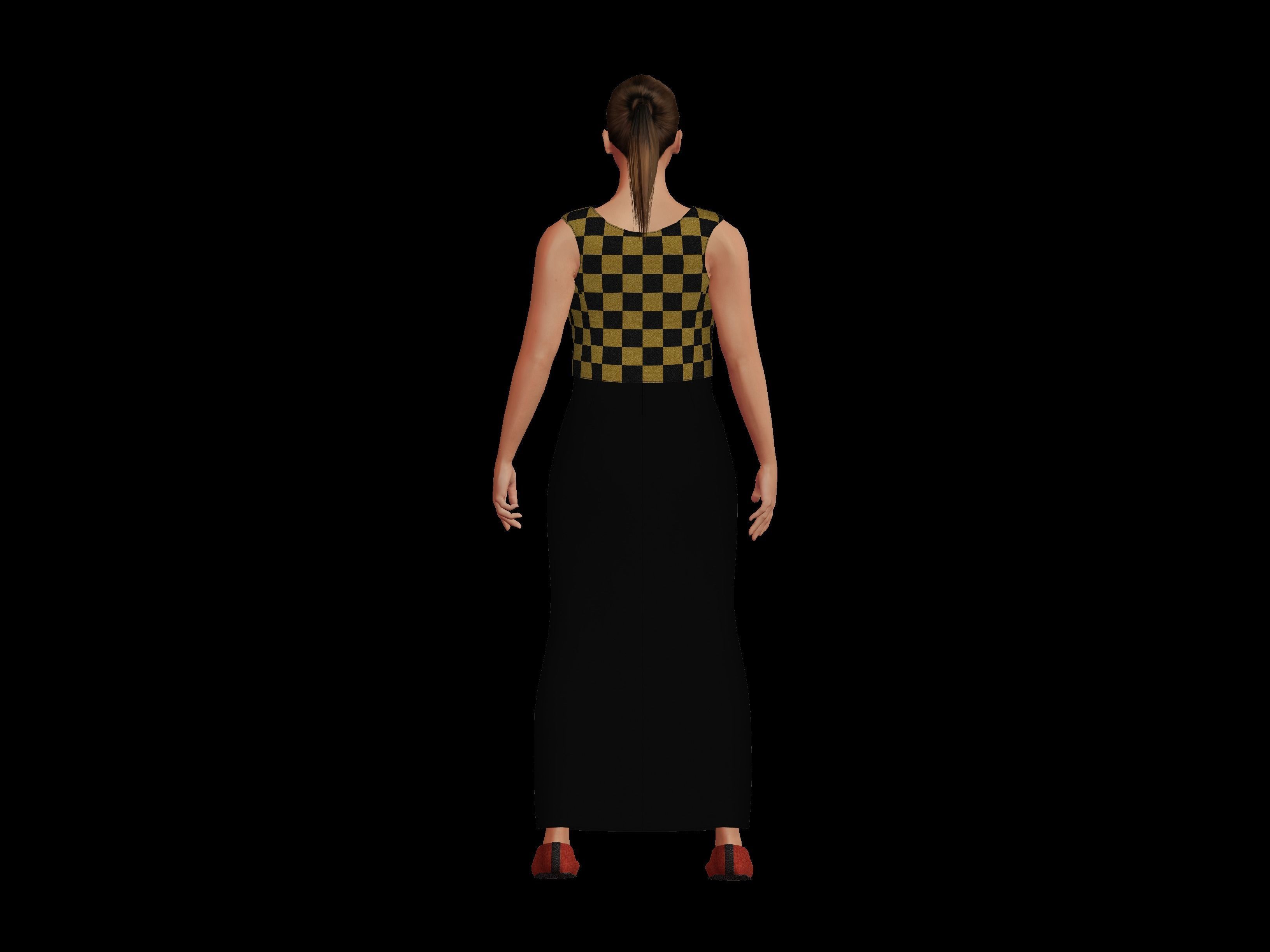 Female Character  Low-poly 3D model_2