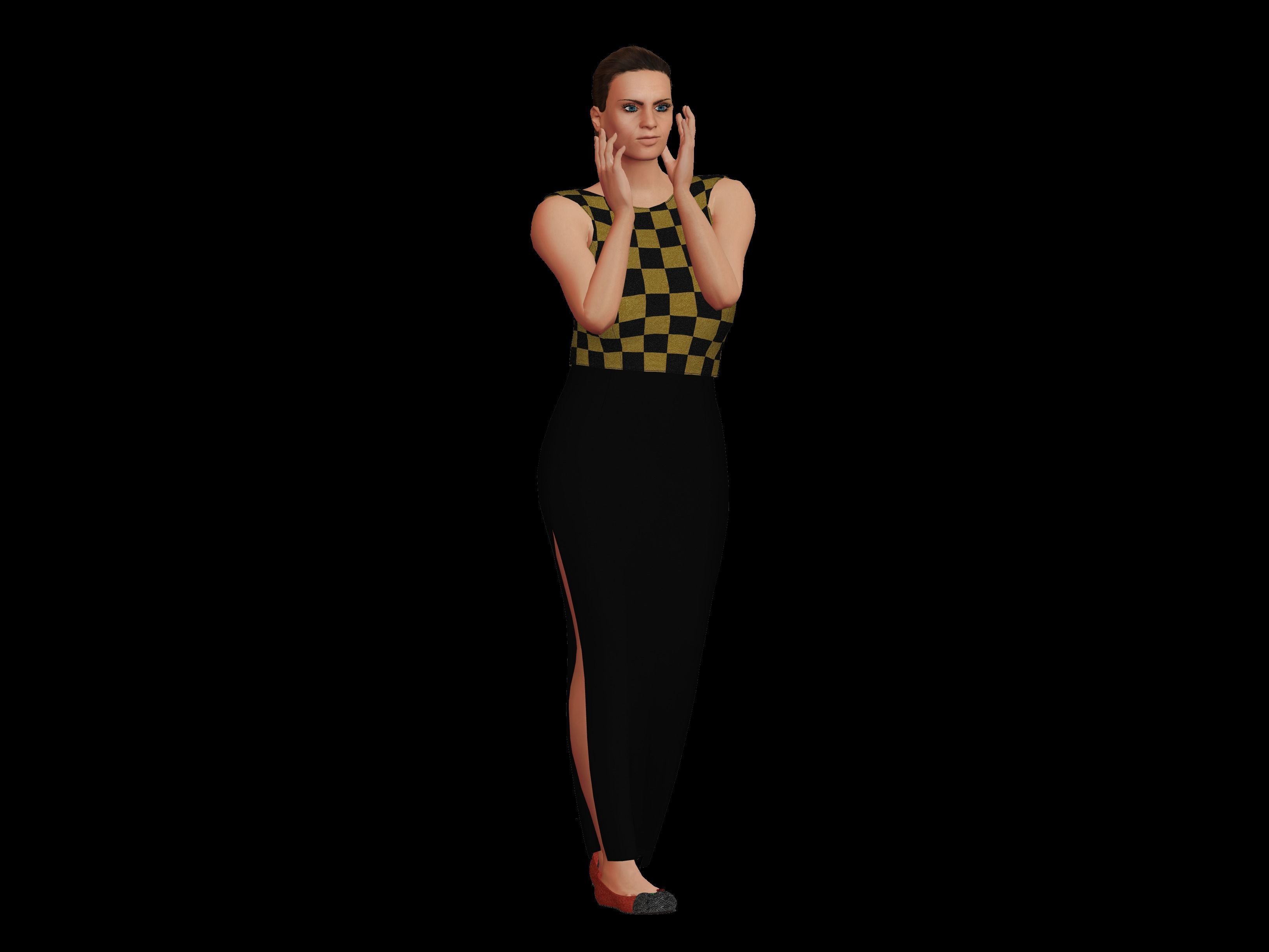 Female Character  Low-poly 3D model_5