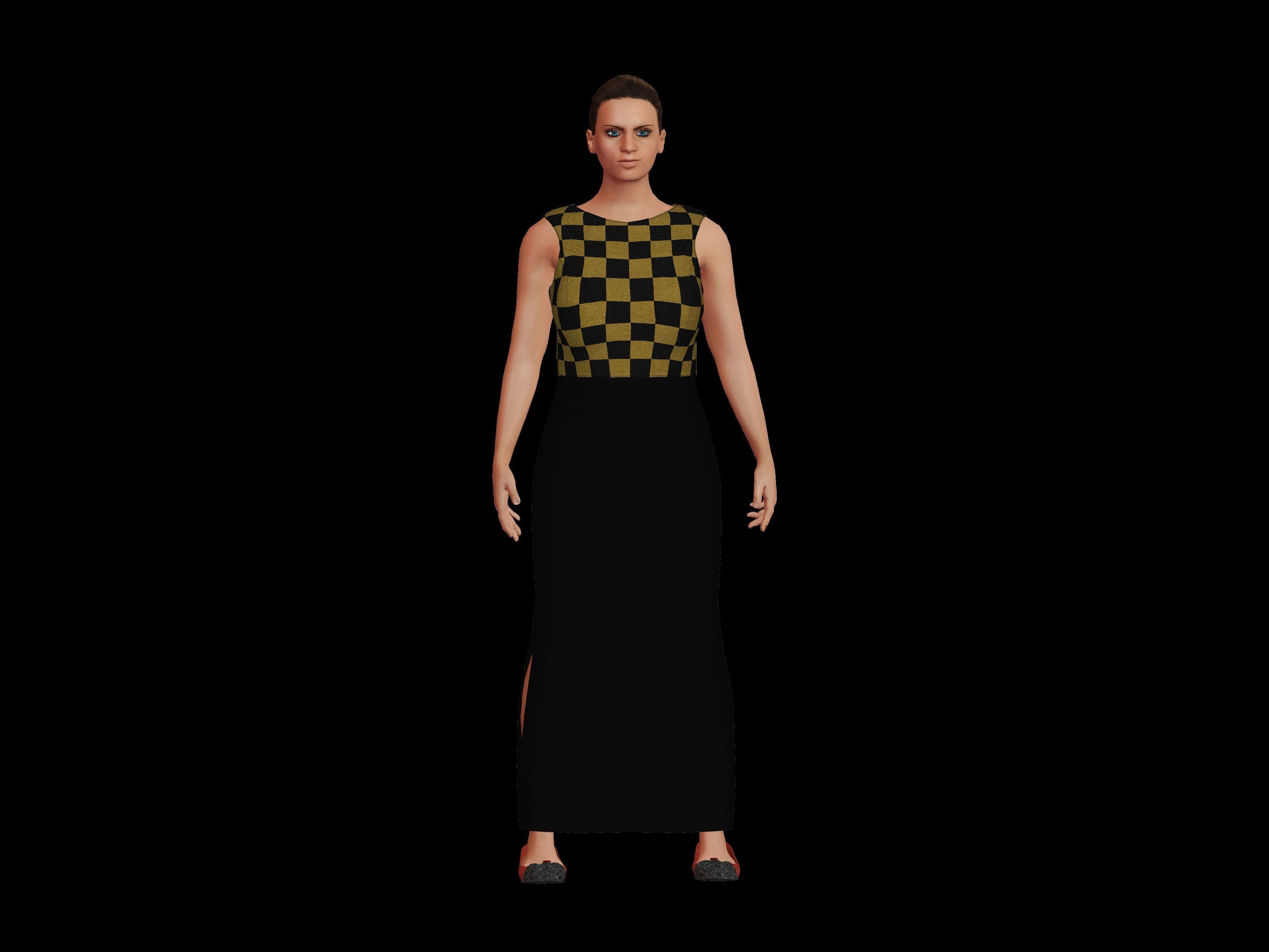 Female Character  Low-poly 3D model_1